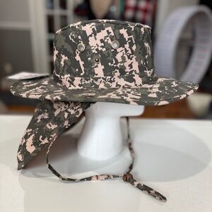 Lot of 3 - Digital Camo Fishing hat with neck sun gaurd